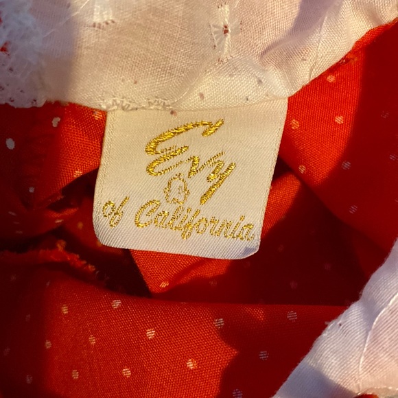 EVY of CALIFORNIA - VTG - Red/White Polka-dotted Smock/Swing Top/Shirt POCKETS - Picture 2 of 7
